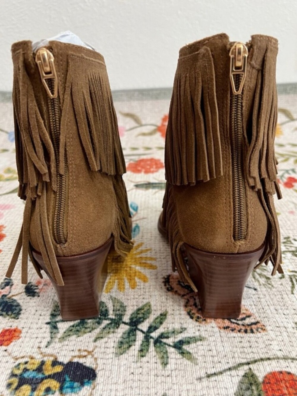 New Dolce Vita Torey Fringe Suede Chestnut Boots - Picture 6 of 16